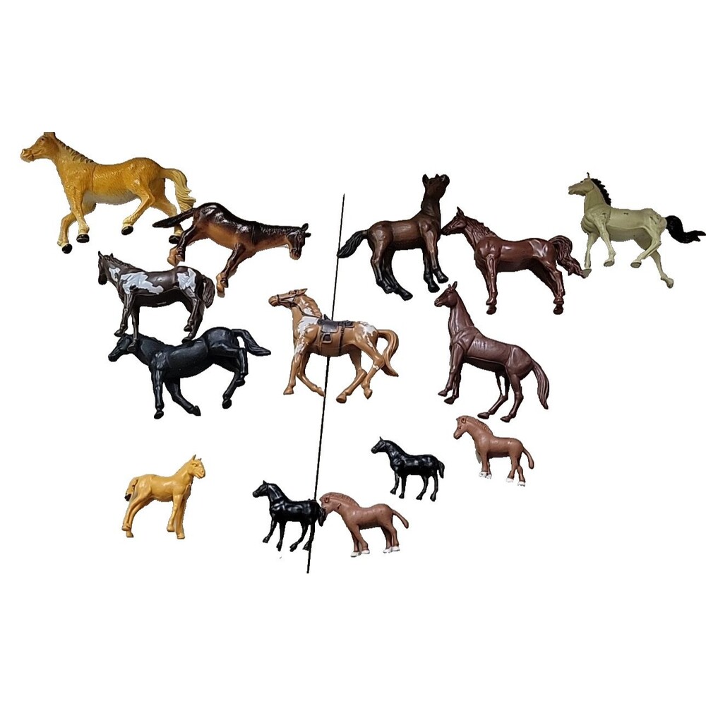 Toy box lot of Rubber plastic horses Cake toppers Rodeo Western pony